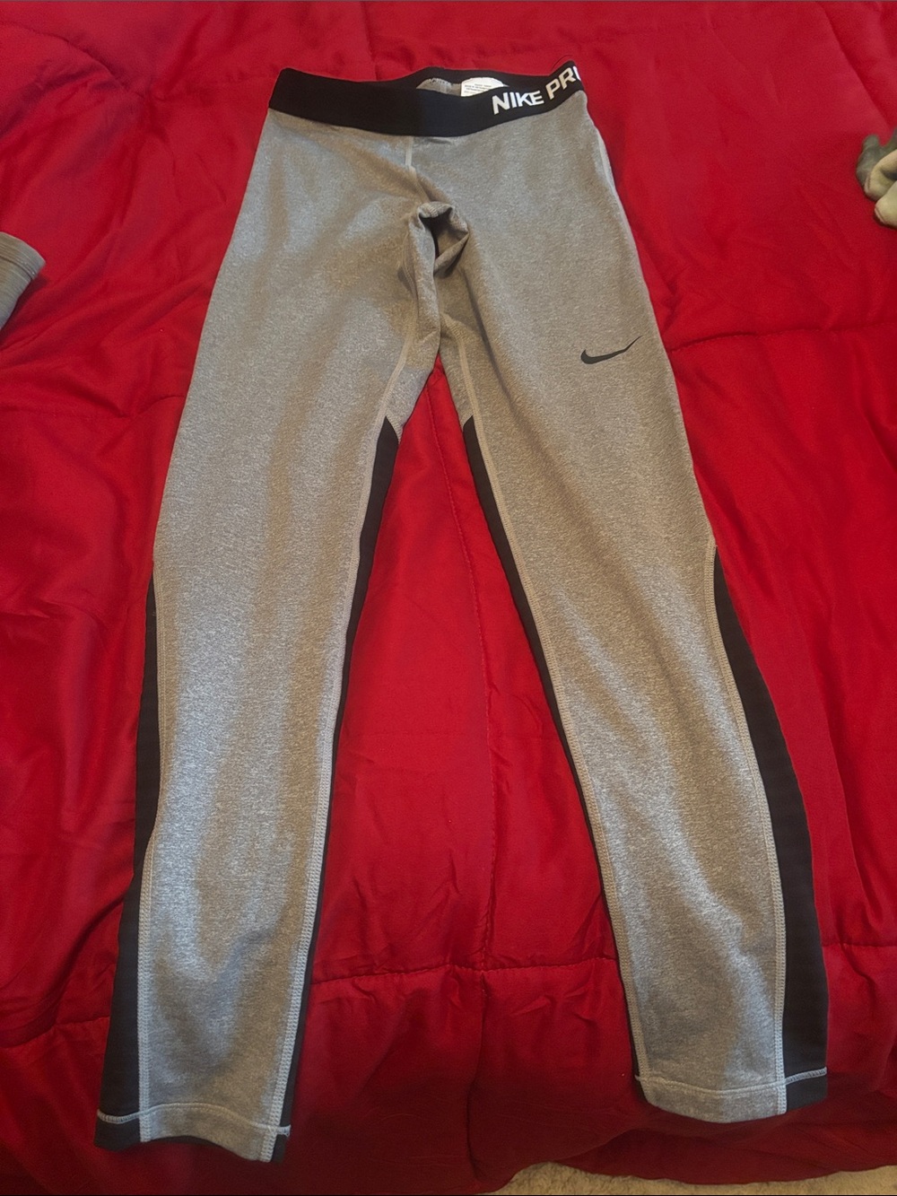 Nike Gray Leggings with Black Side Stripes